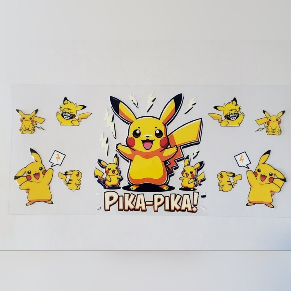 🌸3/$10 🎁🆓️ Free W/ Pur Pika-Pika Yellow UV DTF cup wrap transfer stickers Diy